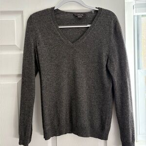 Charcoal Gray Cashmere V-neck Sweater